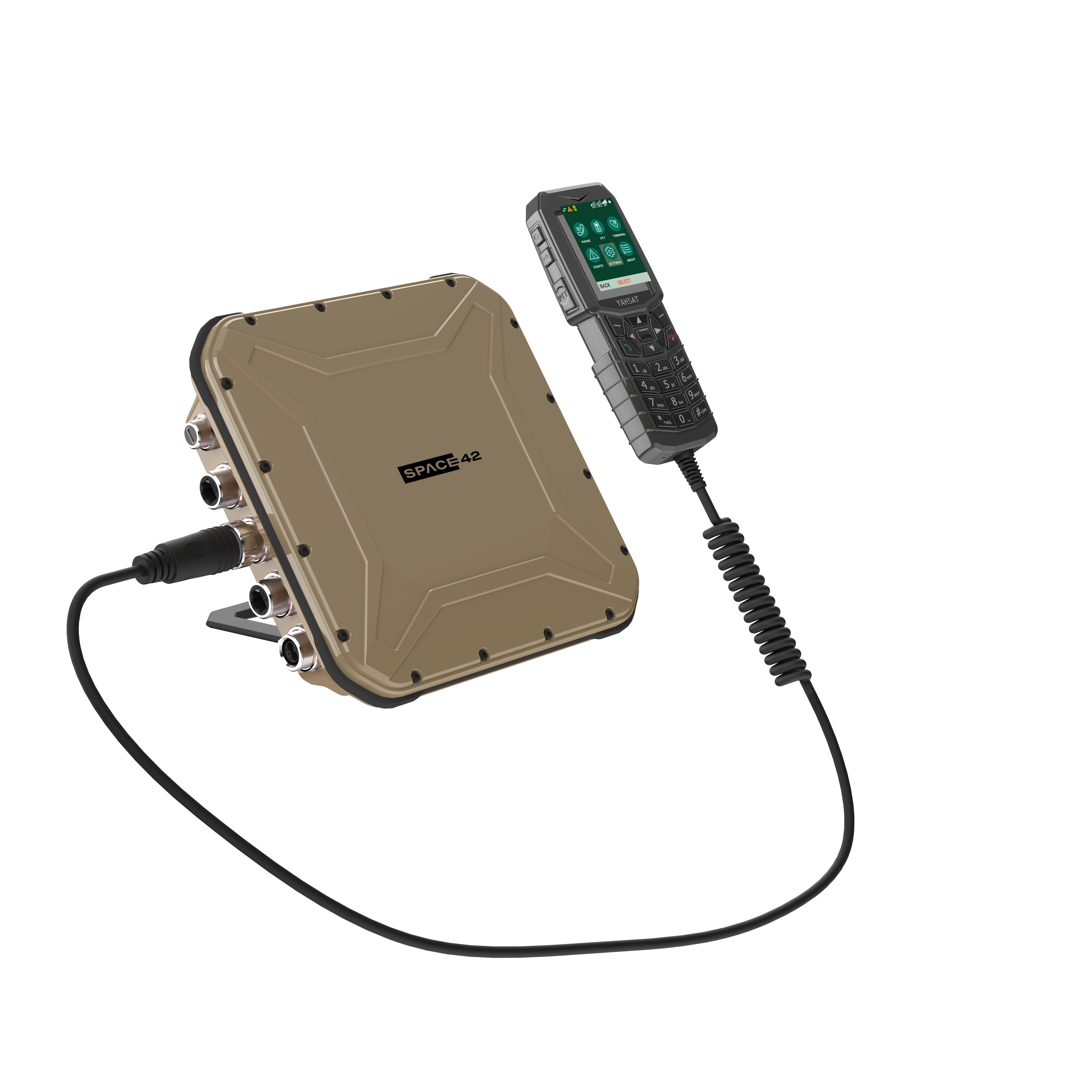 Thuraya IP NEO M avec soldat en équipement tactique